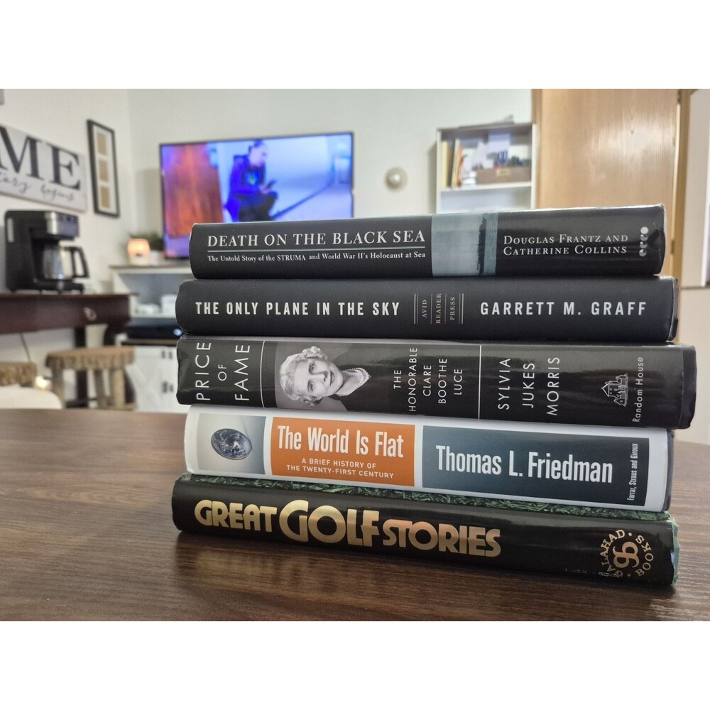 5 Book Hardcover Nonfiction Lot Only Plane in the Sky 9/11 History Golf WWII